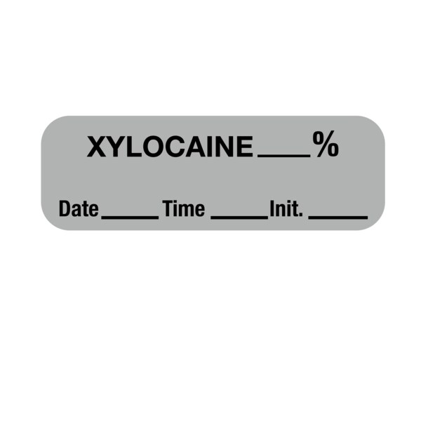 Label, Xylocaine % 1/2" x 1-1/2" Gray w/Black